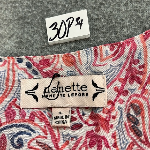 Nanette Lapore Fairy Whimsical Top Shirt Large Flutter Peplum Coastal Summer - Picture 2 of 11